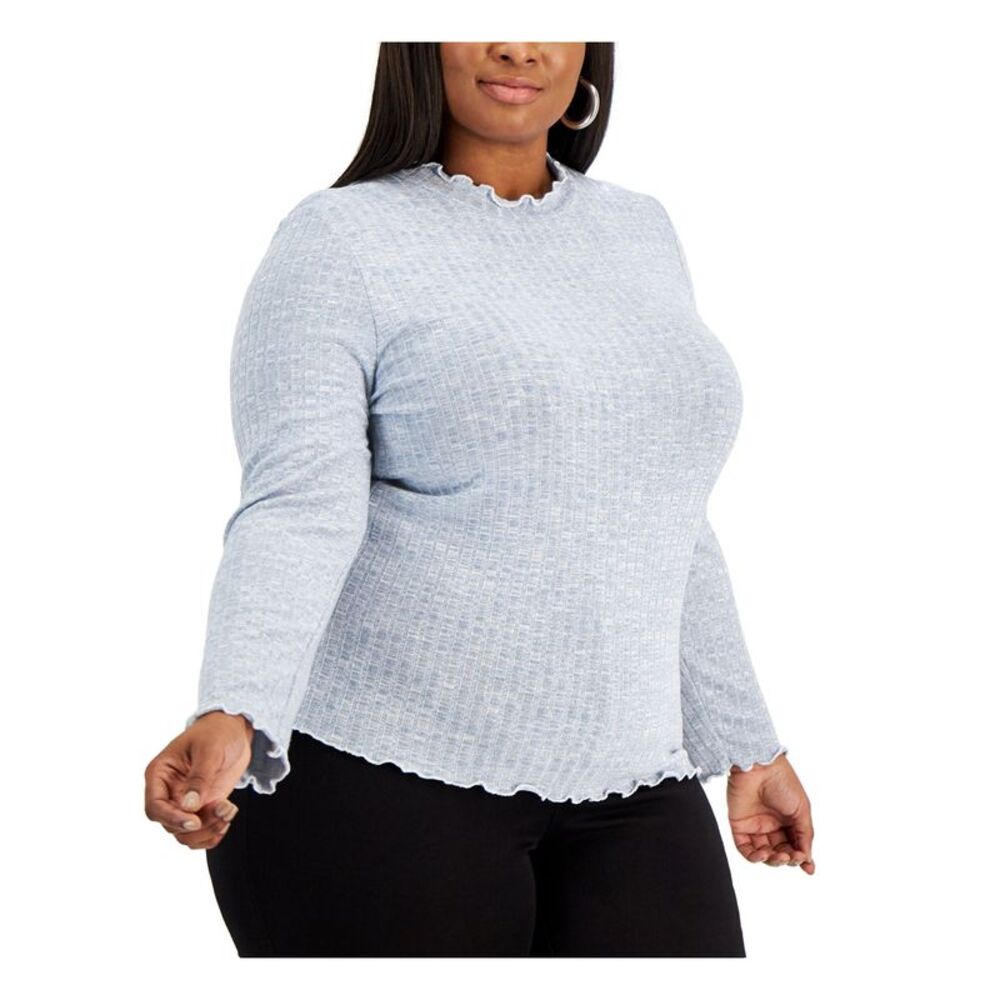 REBELLIOUS ONE Womens Gray Stretch Long Sleeve Turtle Neck Sweater Plus 1X
